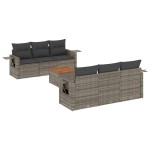 vidaXL Set canapele de grădină, 7 piese, cu perne, gri, poliratan vidaXL Set canapele de grădină, 7 piese, cu perne, gri, poliratan