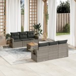 vidaXL Set canapele de grădină, 7 piese, cu perne, gri, poliratan vidaXL Set canapele de grădină, 7 piese, cu perne, gri, poliratan