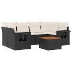 vidaXL Set canapele de grădină cu perne, 7 piese, negru, poliratan