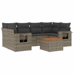 vidaXL Set canapele de grădină, 7 piese, cu perne, gri, poliratan vidaXL Set canapele de grădină, 7 piese, cu perne, gri, poliratan