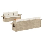 vidaXL Set canapele de grădină, 8 piese, cu perne, bej, poliratan