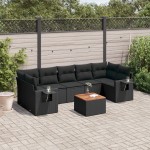 vidaXL Set mobilier de grădină cu perne, 8 piese, negru, poliratan vidaXL Set mobilier de grădină cu perne, 8 piese, negru, poliratan