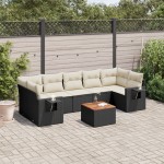 vidaXL Set mobilier de grădină cu perne, 8 piese, negru, poliratan vidaXL Set mobilier de grădină cu perne, 8 piese, negru, poliratan
