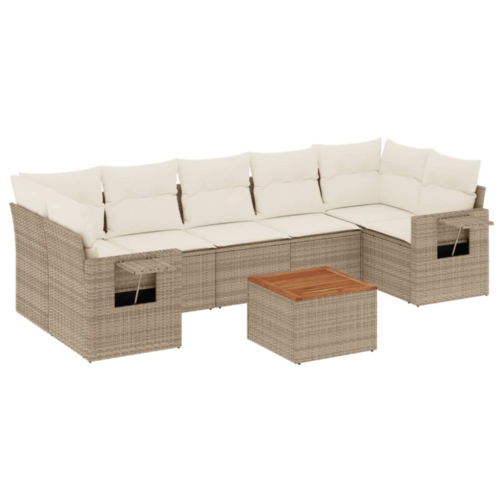 vidaXL Set canapele de grădină, 8 piese, cu perne, bej, poliratan