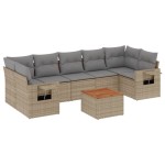 vidaXL Set canapele de grădină, 8 piese, cu perne, bej, poliratan vidaXL Set canapele de grădină, 8 piese, cu perne, bej, poliratan