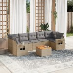 vidaXL Set canapele de grădină, 8 piese, cu perne, bej, poliratan vidaXL Set canapele de grădină, 8 piese, cu perne, bej, poliratan