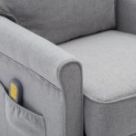 vidaXL Fotoliu de masaj, gri deschis, material textil vidaXL Fotoliu de masaj, gri deschis, material textil