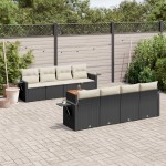 vidaXL Set mobilier de grădină cu perne, 9 piese, negru, poliratan vidaXL Set mobilier de grădină cu perne, 9 piese, negru, poliratan