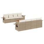 vidaXL Set canapele de grădină, 9 piese, cu perne, bej, poliratan