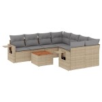 vidaXL Set canapele de grădină, 9 piese, cu perne, bej, poliratan