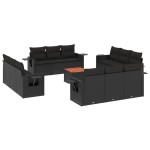 vidaXL Set mobilier de grădină cu perne, 13 piese, negru, poliratan vidaXL Set mobilier de grădină cu perne, 13 piese, negru, poliratan