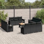 vidaXL Set mobilier de grădină cu perne, 13 piese, negru, poliratan vidaXL Set mobilier de grădină cu perne, 13 piese, negru, poliratan