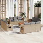 vidaXL Set canapele de grădină, 13 piese, cu perne, bej, poliratan vidaXL Set canapele de grădină, 13 piese, cu perne, bej, poliratan