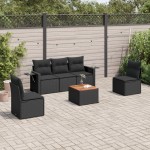 vidaXL Set mobilier de grădină cu perne, 6 piese, negru, poliratan vidaXL Set mobilier de grădină cu perne, 6 piese, negru, poliratan