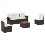 vidaXL Set mobilier de grădină cu perne, 6 piese, negru, poliratan vidaXL Set mobilier de grădină cu perne, 6 piese, negru, poliratan