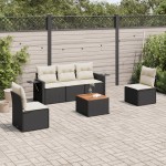 vidaXL Set mobilier de grădină cu perne, 6 piese, negru, poliratan vidaXL Set mobilier de grădină cu perne, 6 piese, negru, poliratan