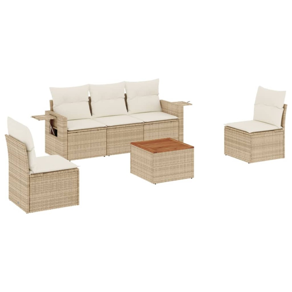 vidaXL Set canapele de grădină cu perne, 6 piese, bej, poliratan
