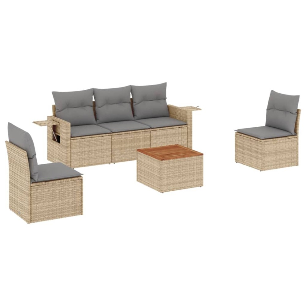 vidaXL Set canapele de grădină cu perne, 6 piese, bej, poliratan