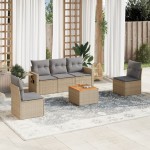 vidaXL Set canapele de grădină cu perne, 6 piese, bej, poliratan vidaXL Set canapele de grădină cu perne, 6 piese, bej, poliratan