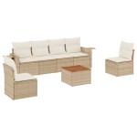 vidaXL Set canapele de grădină, 7 piese, cu perne, bej, poliratan vidaXL Set canapele de grădină, 7 piese, cu perne, bej, poliratan