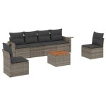 vidaXL Set canapele de grădină, 7 piese, cu perne, gri, poliratan vidaXL Set canapele de grădină, 7 piese, cu perne, gri, poliratan