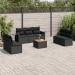 vidaXL Set mobilier de grădină cu perne, 8 piese, negru, poliratan vidaXL Set mobilier de grădină cu perne, 8 piese, negru, poliratan