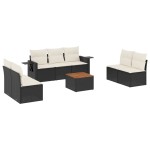 vidaXL Set mobilier de grădină cu perne, 8 piese, negru, poliratan vidaXL Set mobilier de grădină cu perne, 8 piese, negru, poliratan