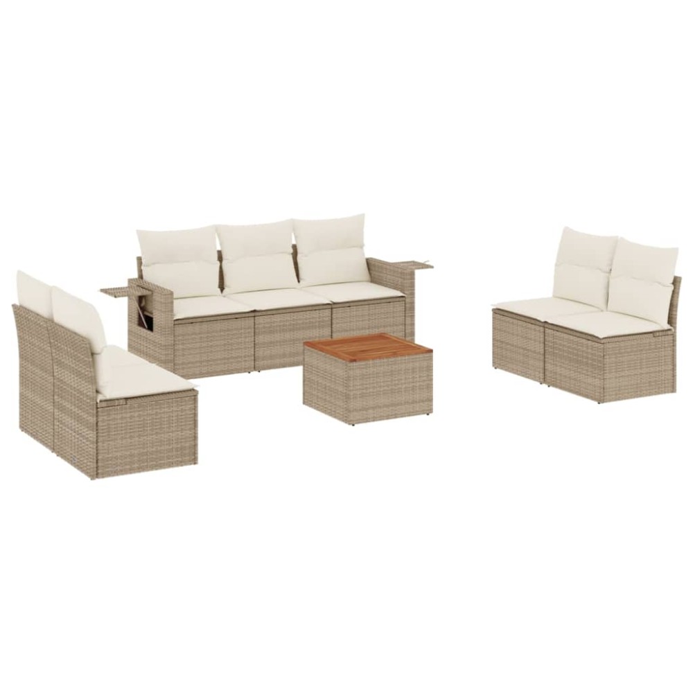 vidaXL Set canapele de grădină, 8 piese, cu perne, bej, poliratan