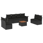 vidaXL Set mobilier de grădină cu perne, 9 piese, negru, poliratan vidaXL Set mobilier de grădină cu perne, 9 piese, negru, poliratan