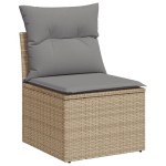 vidaXL Set canapele de grădină, 9 piese, cu perne, bej, poliratan vidaXL Set canapele de grădină, 9 piese, cu perne, bej, poliratan
