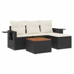 vidaXL Set mobilier de grădină cu perne, 5 piese, negru, poliratan vidaXL Set mobilier de grădină cu perne, 5 piese, negru, poliratan
