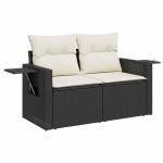 vidaXL Set mobilier de grădină cu perne, 5 piese, negru, poliratan vidaXL Set mobilier de grădină cu perne, 5 piese, negru, poliratan