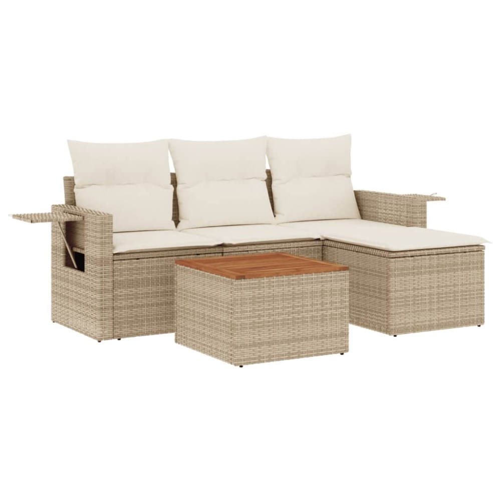 vidaXL Set canapele de grădină cu perne, 5 piese, bej, poliratan