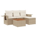 vidaXL Set canapele de grădină cu perne, 5 piese, bej, poliratan