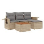 vidaXL Set canapele de grădină cu perne, 5 piese, bej, poliratan