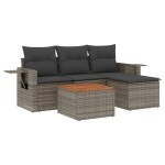 vidaXL Set canapea de grădină cu perne, 5 piese, gri, poliratan vidaXL Set canapea de grădină cu perne, 5 piese, gri, poliratan