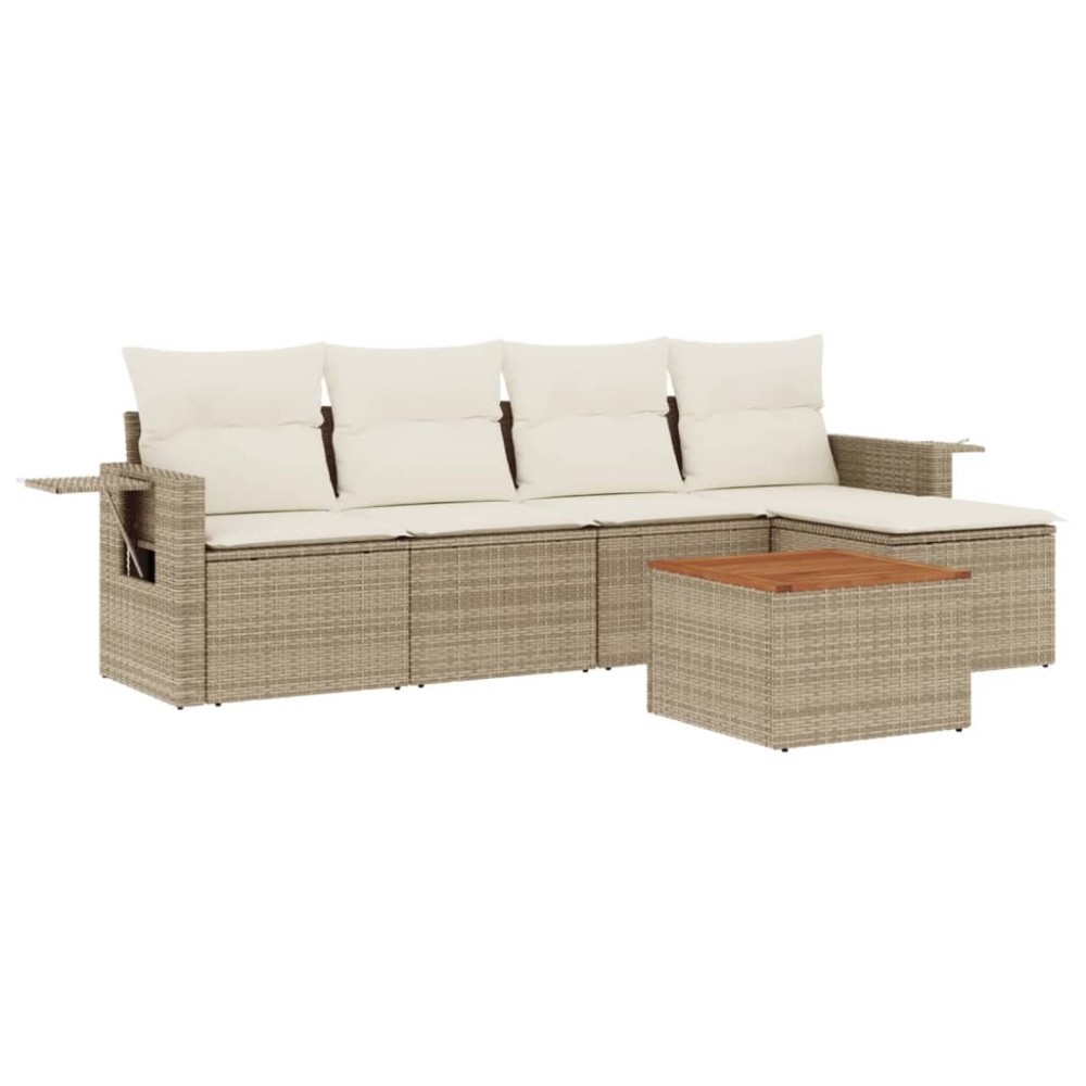 vidaXL Set canapele de grădină cu perne, 6 piese, bej, poliratan