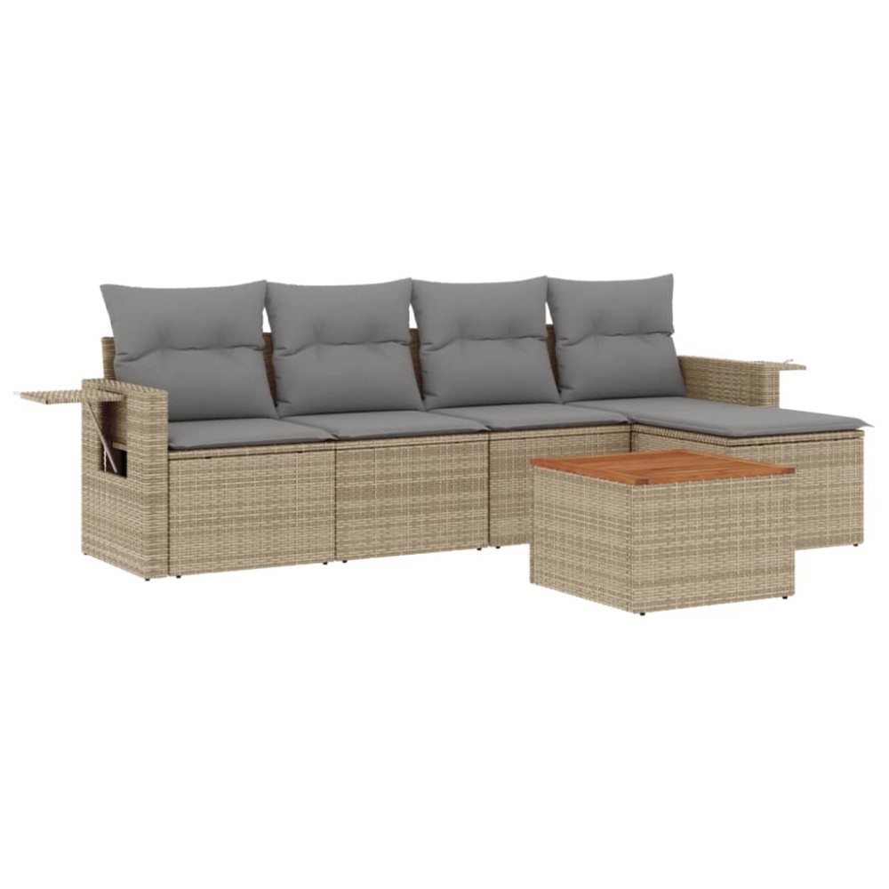 vidaXL Set canapele de grădină cu perne, 6 piese, bej, poliratan