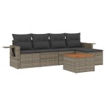 vidaXL Set mobilier grădină cu perne, 6 piese, gri, poliratan