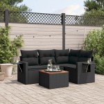 vidaXL Set mobilier de grădină cu perne, 5 piese, negru, poliratan vidaXL Set mobilier de grădină cu perne, 5 piese, negru, poliratan
