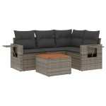 vidaXL Set canapea de grădină cu perne, 5 piese, gri, poliratan vidaXL Set canapea de grădină cu perne, 5 piese, gri, poliratan