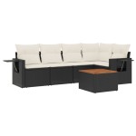 vidaXL Set mobilier de grădină cu perne, 6 piese, negru, poliratan vidaXL Set mobilier de grădină cu perne, 6 piese, negru, poliratan