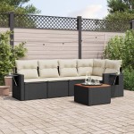 vidaXL Set mobilier de grădină cu perne, 6 piese, negru, poliratan vidaXL Set mobilier de grădină cu perne, 6 piese, negru, poliratan
