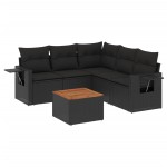vidaXL Set mobilier de grădină cu perne, 6 piese, negru, poliratan vidaXL Set mobilier de grădină cu perne, 6 piese, negru, poliratan