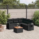 vidaXL Set mobilier de grădină cu perne, 6 piese, negru, poliratan vidaXL Set mobilier de grădină cu perne, 6 piese, negru, poliratan