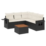 vidaXL Set mobilier de grădină cu perne, 6 piese, negru, poliratan vidaXL Set mobilier de grădină cu perne, 6 piese, negru, poliratan