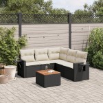 vidaXL Set mobilier de grădină cu perne, 6 piese, negru, poliratan vidaXL Set mobilier de grădină cu perne, 6 piese, negru, poliratan