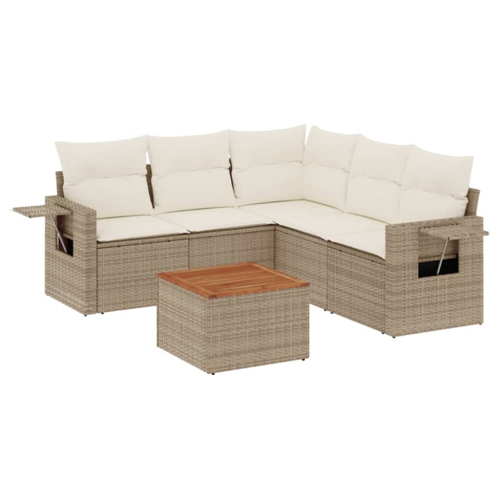 vidaXL Set canapele de grădină cu perne, 6 piese, bej, poliratan
