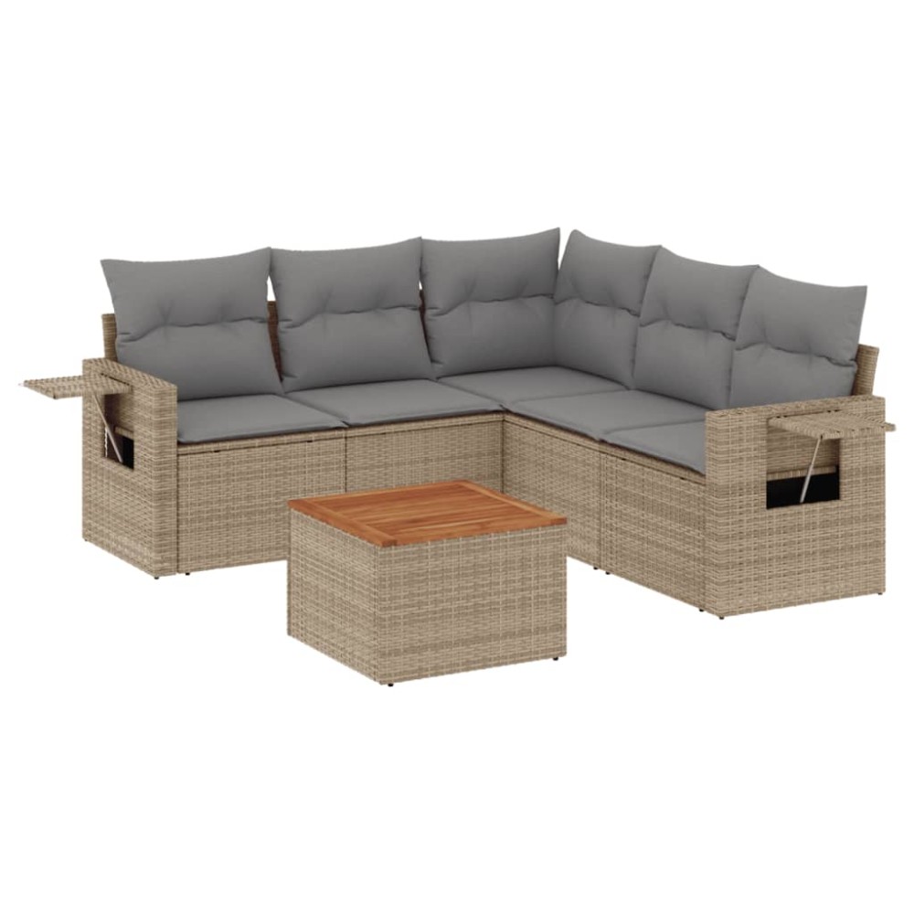 vidaXL Set canapele de grădină cu perne, 6 piese, bej, poliratan