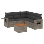 vidaXL Set mobilier grădină cu perne, 6 piese, gri, poliratan
